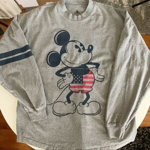 Mickey Mouse American Spirit Jersey Sweatshirt Gray Unisex Size Large Disney